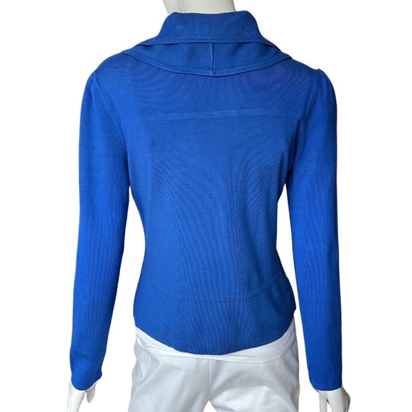 INC International Concepts Blue Ruffled Front Jacket Hidden Zip Size Medium - Picture 3 of 6